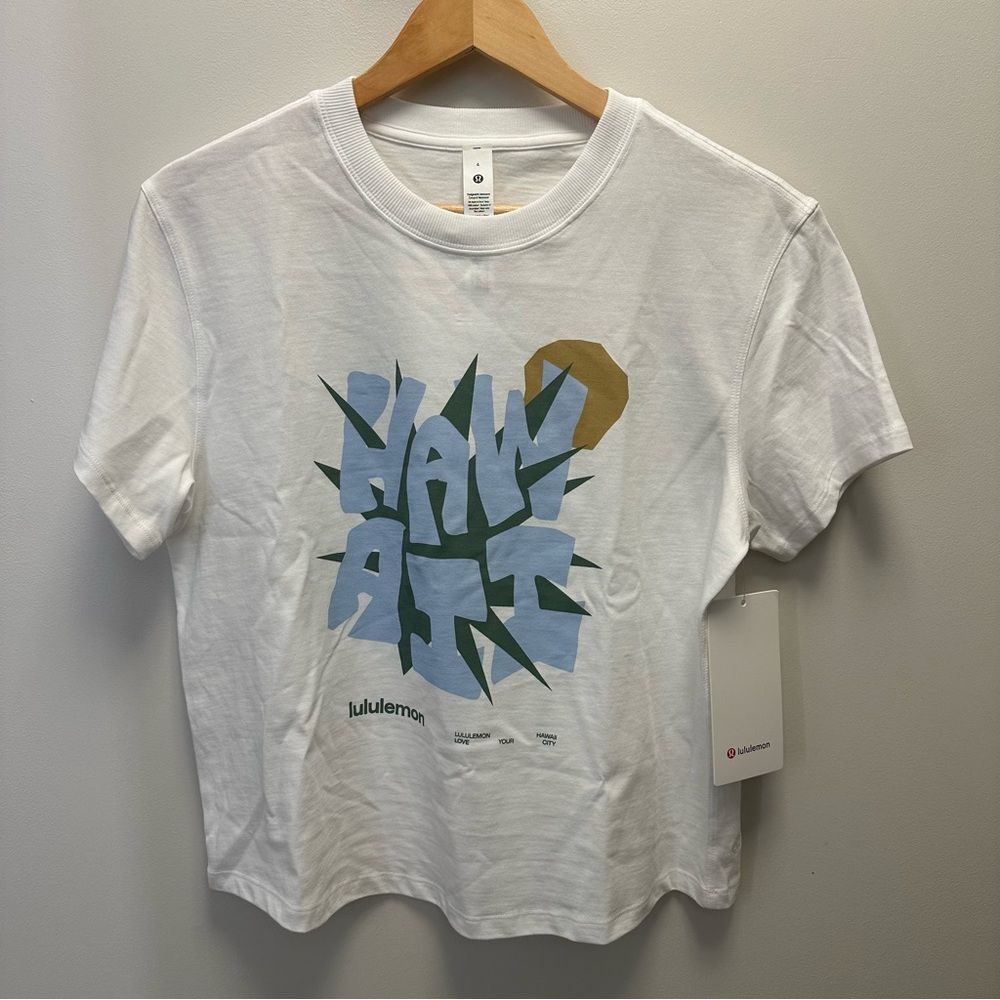 NWT 10 Lululemon Relaxed-Fit Cotton Jersey T-Shirt Hawaii City Big Island Logo